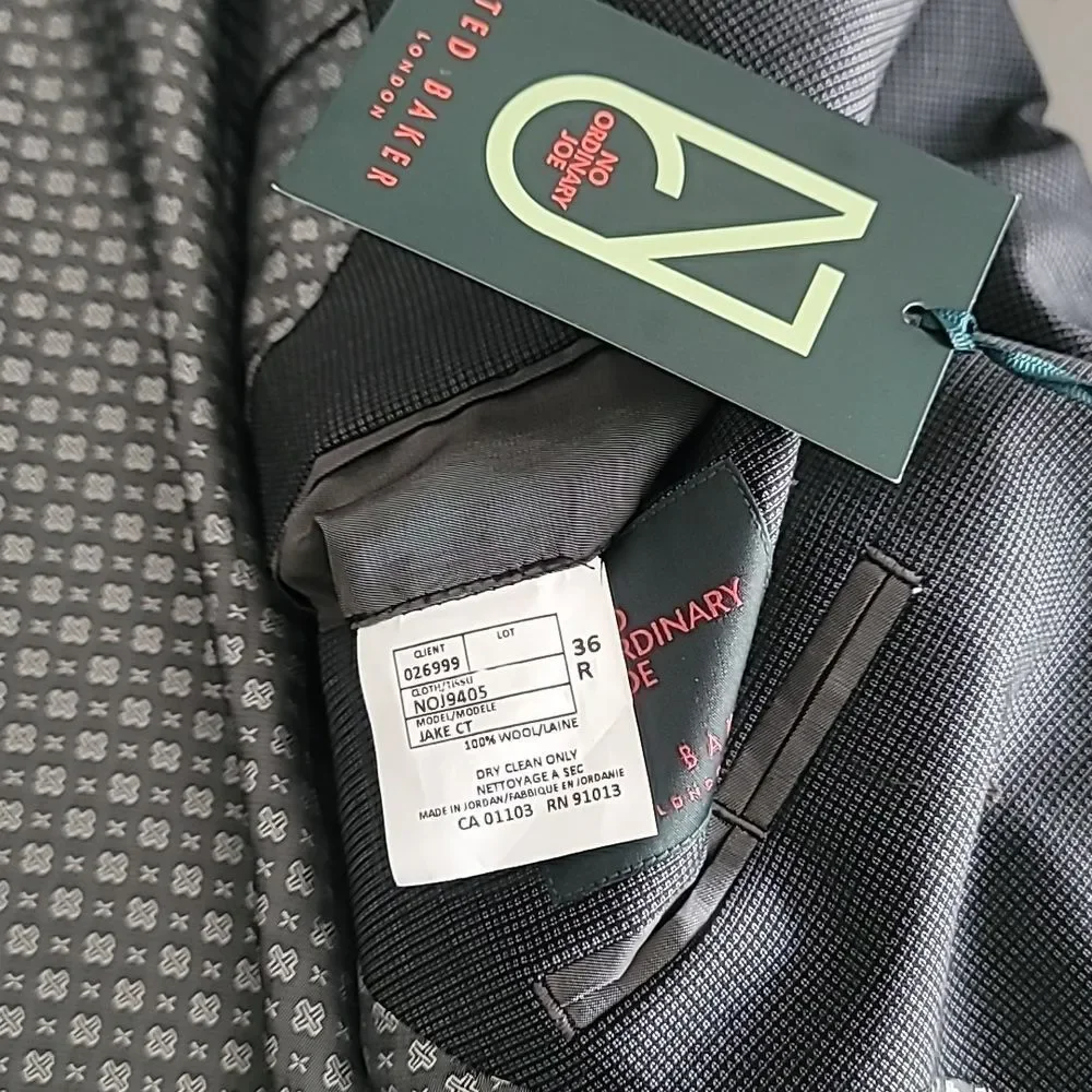 Ted Baker No Ordinary Joe Modern Fit Flat Front 2 Piece Suit 36R 30R